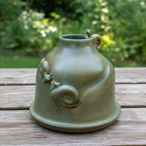 Antique Footed Snail Stoneware Vase